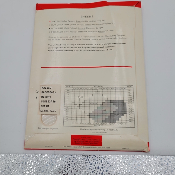 Liz Claiborne Silky Sheer Control Top Cream Extra Tall New in package - Picture 3 of 4